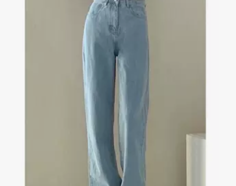 黑色直筒牛仔裤女春装2022年新款小个子高...