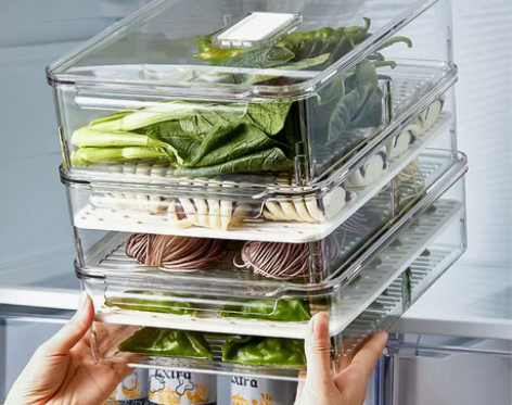 热销PETG加厚大号保鲜盒塑料透明厨房饺子...