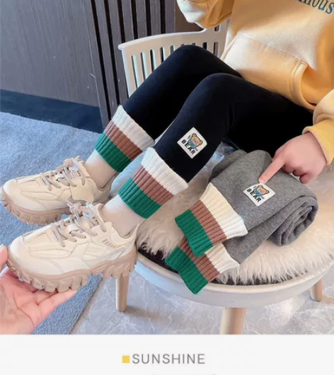 印象童年女童加绒秋冬季打底裤洋气时髦外穿中...