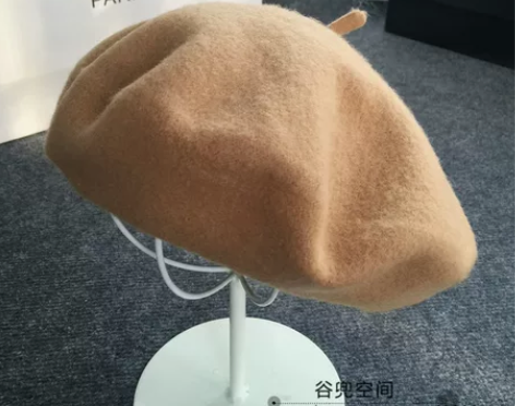 秋冬女新款纯色纯羊毛呢贝雷帽复古简约 适合...