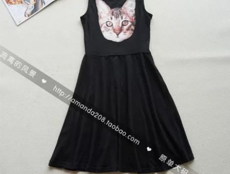 全新包邮 HM猫咪猫头黑色连衣裙 M 裙子...