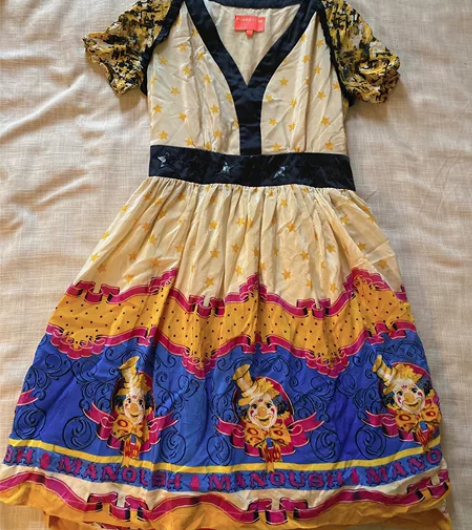 manoush真丝拼接五角星小丑图案连衣裙...