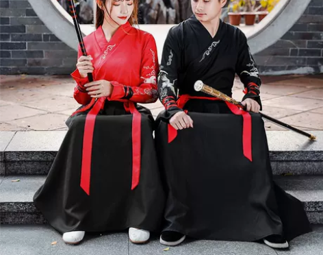 汉服男秋季中国风古风武侠剑客男士黑色公子书...