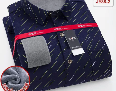 雅鹿加绒衬衫男2022年冬季新款保暖衬衫加...