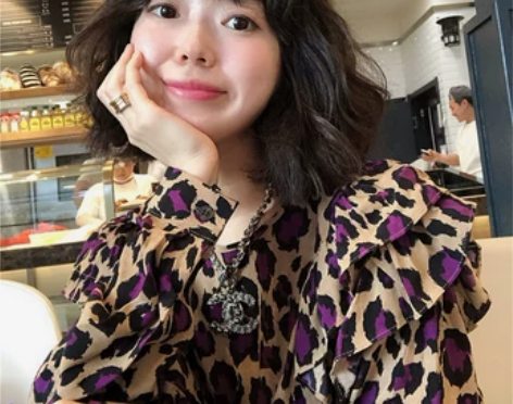 特BORAKOO韩国东大门秋 紫咖色豹纹荷...