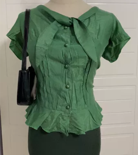 古着vintage港风绿色衬衫(无标) 胸...