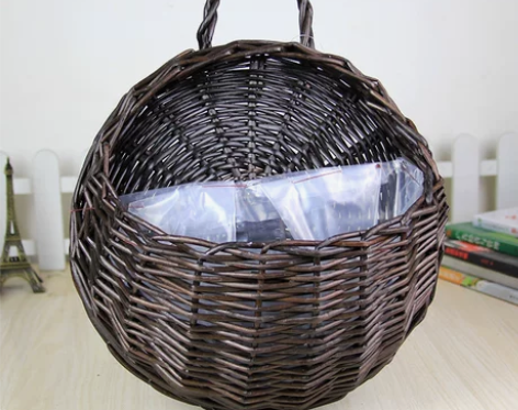 柳编壁挂花器花瓶花篮花盆阳台花架墙挂自然材...