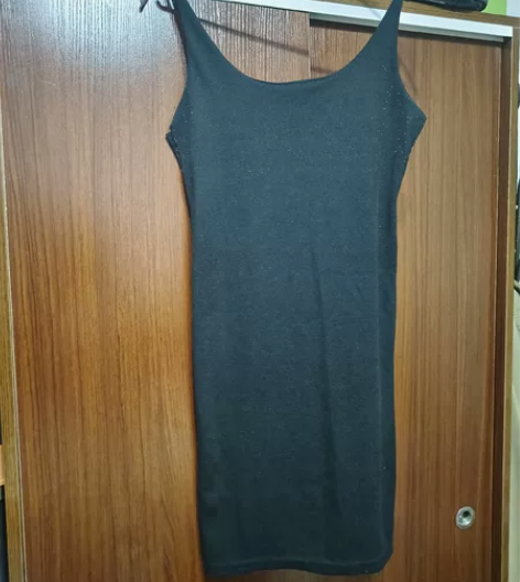 女士长款针织吊带背心,纯黑色,肩带可调节,...