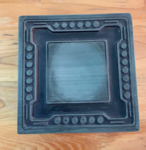 歙砚 砚台 歙绿彩带石四方回水砚一方12....