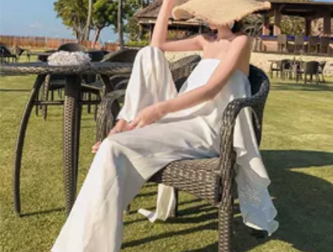 白色抹胸连体裤女2022新款夏季气质显瘦高...