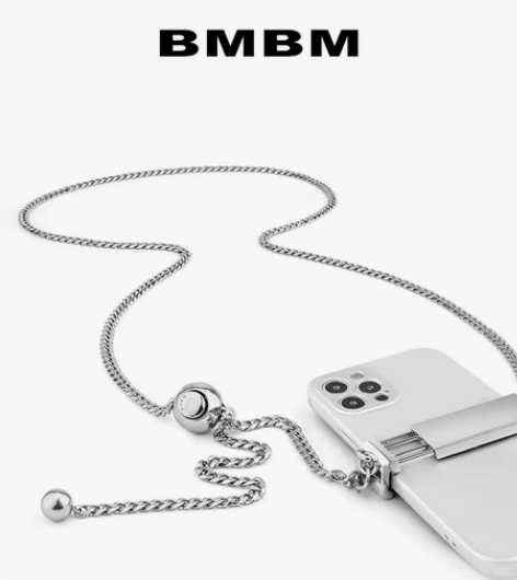 BMBM斜挎手机链 赛博陨石 金属银色链条...