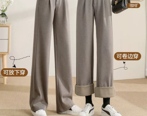 全新，吊牌在，加长毛呢阔腿裤女春秋高腰垂感...