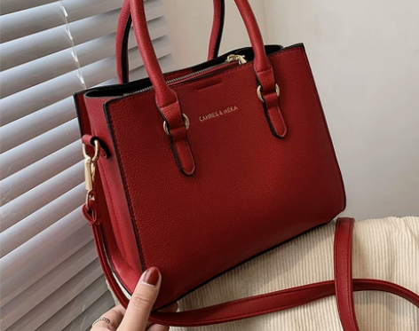 高级感女士包包2021新款潮时尚红色手提结...