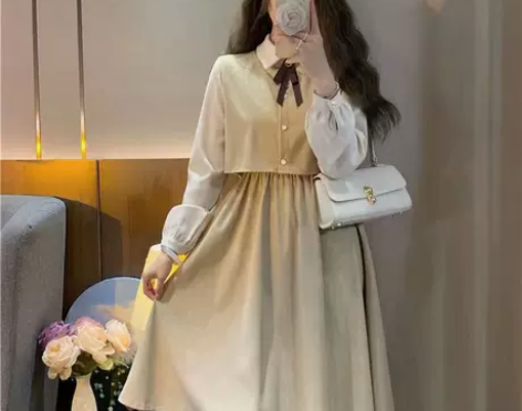 秋冬季赫本风假两件长袖连衣裙2022新款