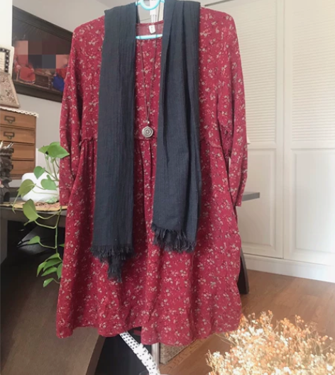 碎花裙，双层棉纱材质，软、舒服，日系风好搭...