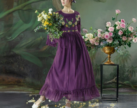 生活在左婴儿棉系列秋季绣花复古收腰长袖