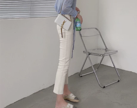 小直筒高腰显瘦八分裤女白色牛仔裤修身烟管小...