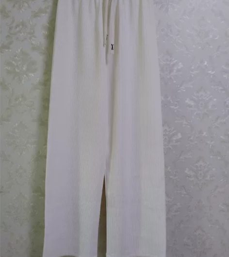 雪尼尔系带阔腿裤直筒裤高腰遮肉休闲裤 全新...