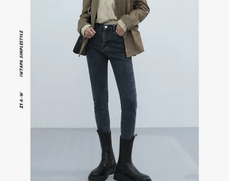 【狂欢价】加绒小脚牛仔裤女秋冬季2021年...