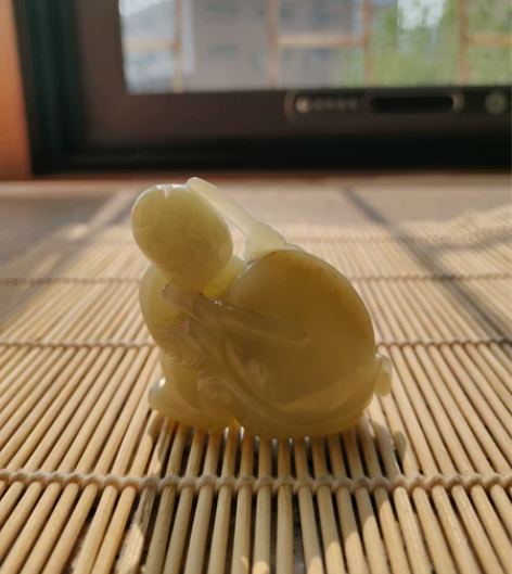 3934#老和田玉击鼓童子挂件吊坠手把件玉...