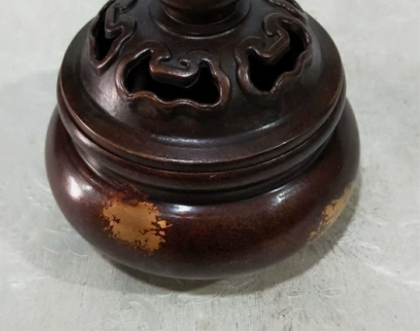 收来的香炉摆件香薰炉摆件鎏金如意炉香薰炉五...