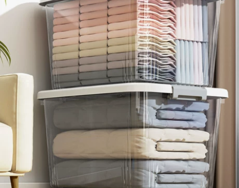 透明收纳箱家用化妆品衣服玩具零食后备整理储...