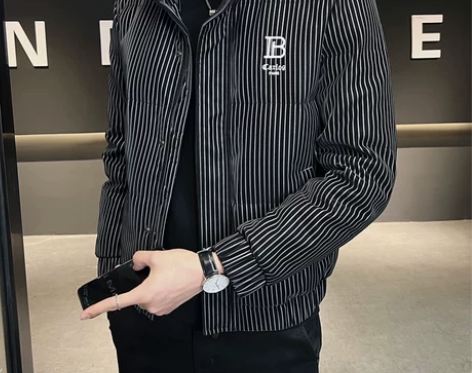 羽绒服男士冬季2022年新款潮牌条纹轻薄