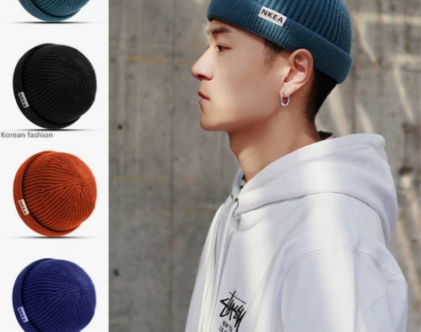 秋冬帽子男潮针织帽韩版瓜皮帽潮牌毛线帽雅痞...