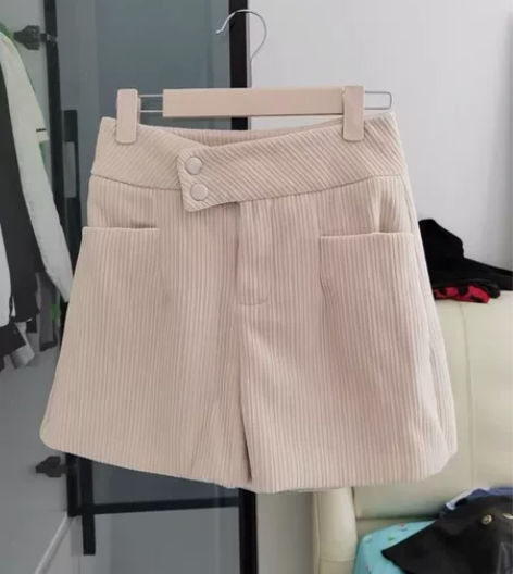 雪尼尔短裤女外穿2022新款冬季高腰灯芯绒...