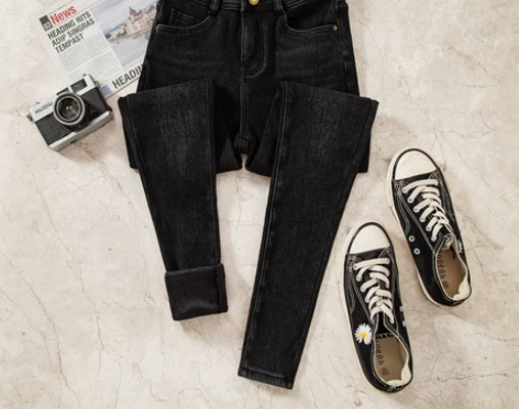 牛仔裤女 牛仔裤女裤加绒女小脚2022年冬...