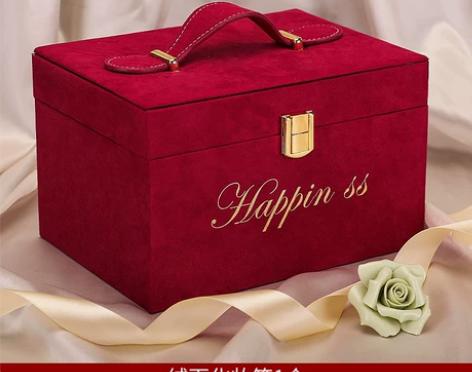 结婚陪嫁化妆箱红色高档新娘嫁妆礼物送新人婚...