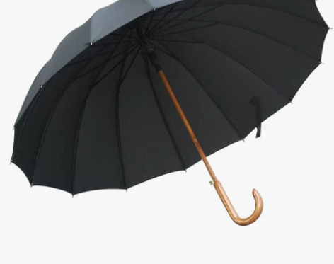 实木弯柄115cm超大16骨木中棒长柄伞晴...