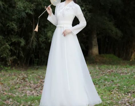 只穿过一次 古装白色汉服女飘逸超仙气原创正...