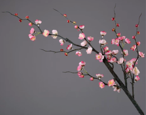 单枝落地仿真梅花绢花干枝腊梅假花插花客厅摆...