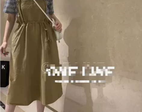 5.23【J】欧洲站条纹洗水棉背带裙两件套...