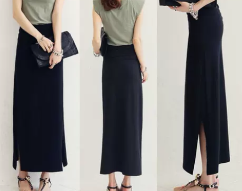 黑色长款半身裙2022春秋款双侧开叉包臀一...