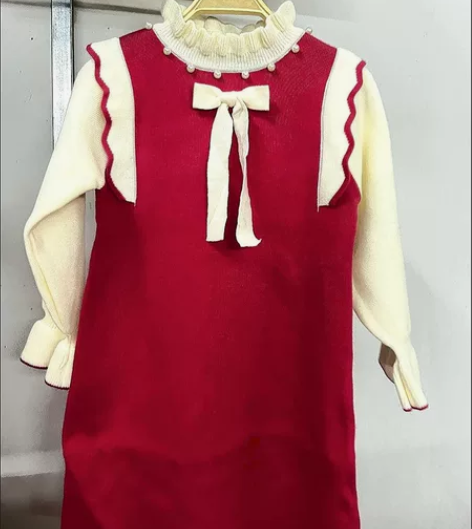 女童针织连衣裙2022年冬季毛衣裙洋气学院...