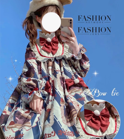 魔法裙子猫Lolita 熊熊头OP 短袖蓝...