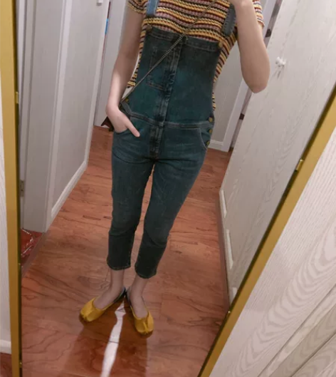 鱼买买 裤型杠杠的 百搭显瘦 背带 牛仔裤...