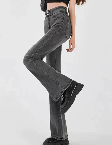 喇叭牛仔裤 牛仔裤喇叭裤高腰梨型身材裤子大...