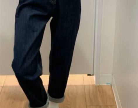 深蓝色高腰牛仔裤女显瘦显高秋新款弹力直筒锥...