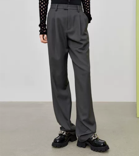 MOCO秋季2022新品直筒西裤设计感拼接...