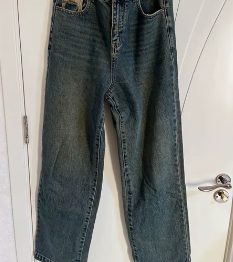 牛仔裤青铜色XL码裤长110cm高腰 一次...