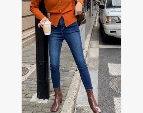 许大晴 时髦感YOU质牛仔裤女冬季百搭弹力...