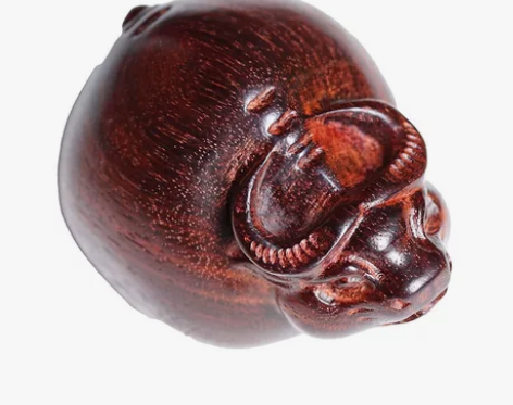 正宗赞比亚 血檀木雕生肖牛手把件一叶扭转乾...