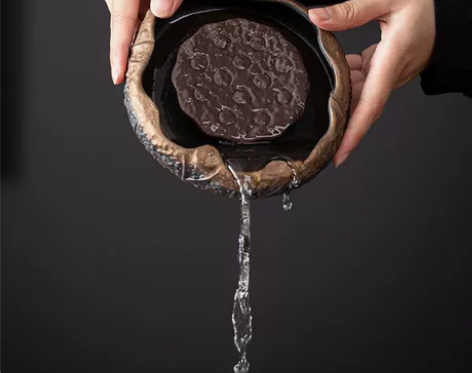 低价清仓!莲池壶承 粗陶鎏金铁釉储水干泡台...