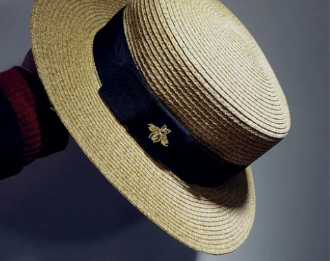 欧洲小蜜蜂平沿平顶混色草草帽礼帽草编帽遮阳...