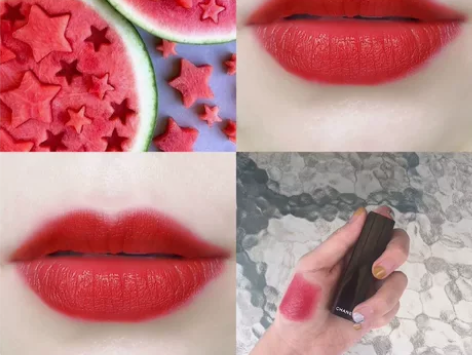 chanel香奈儿口红唇膏46西瓜红丝绒口...