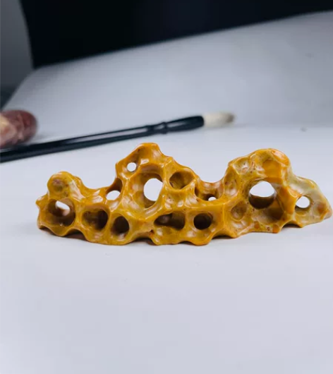 四川花坑石仿太湖石笔架茶搁。文玩摆件  镇...