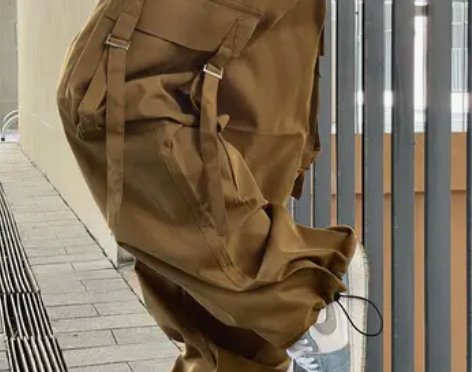 美潮工装裤束脚裤子包邮多口袋机能风阔腿直筒...